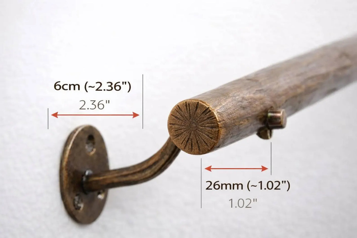 Hand Forged Steel Stair Handrail, Rustic Metal Wall Mount Railings for Indoor and Outdoor Use