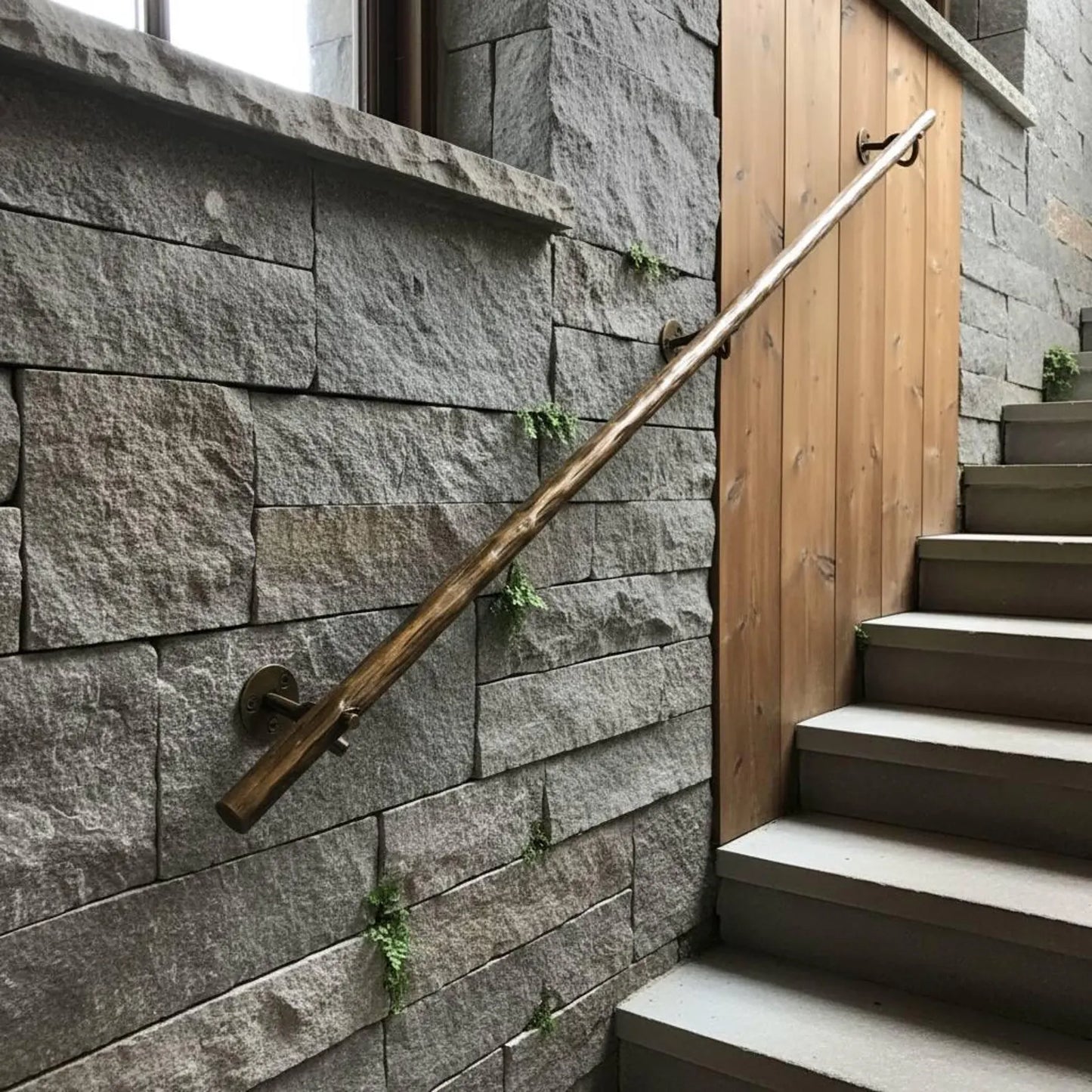 Hand Forged Steel Stair Handrail, Rustic Metal Wall Mount Railings for Indoor and Outdoor Use