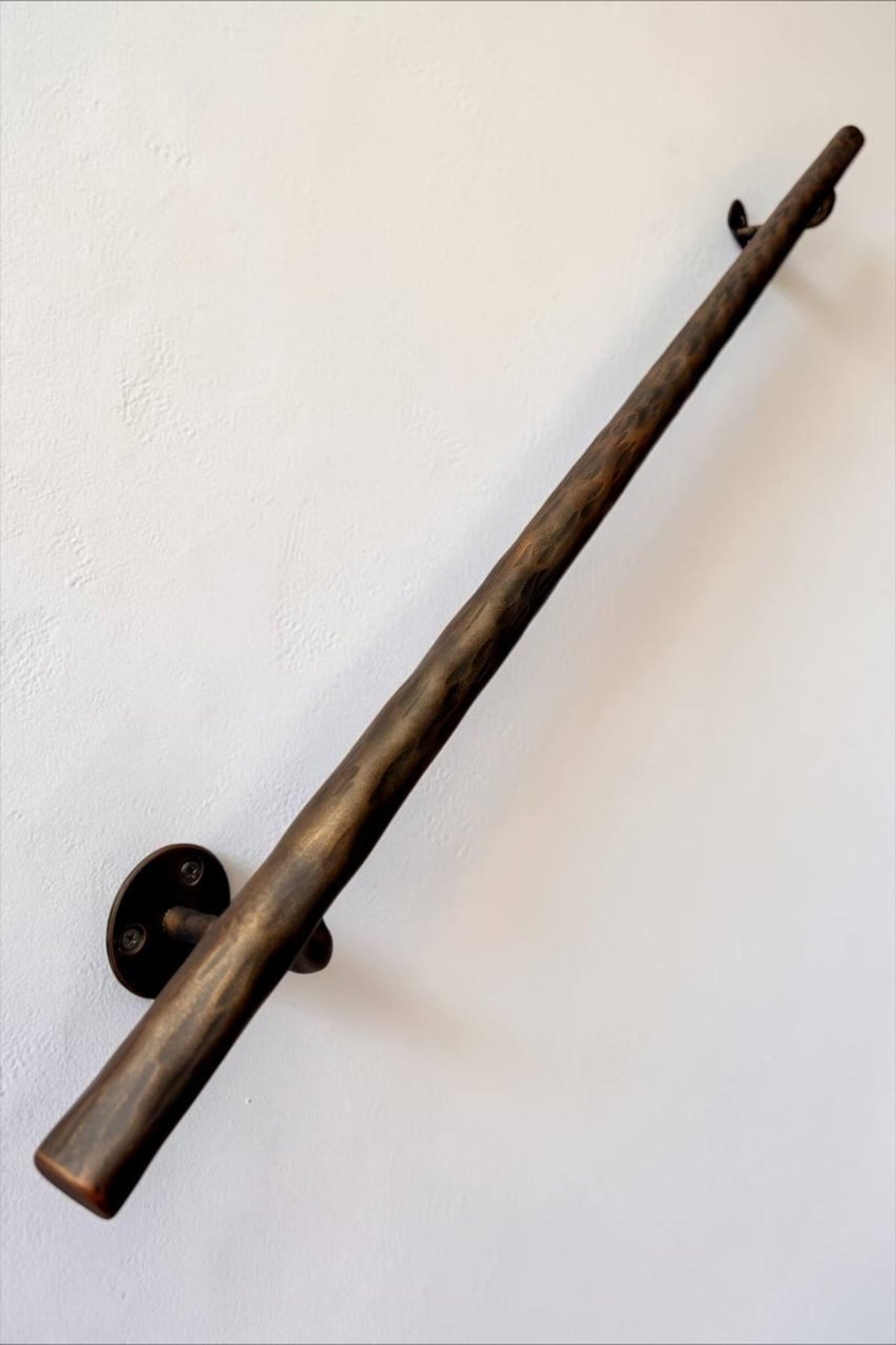 Hand Forged Steel Handrail | Modern Wall Mounted Stair Handrail | Artisan Textured Metal Handrail | Custom Indoor & Outdoor Stair Railing