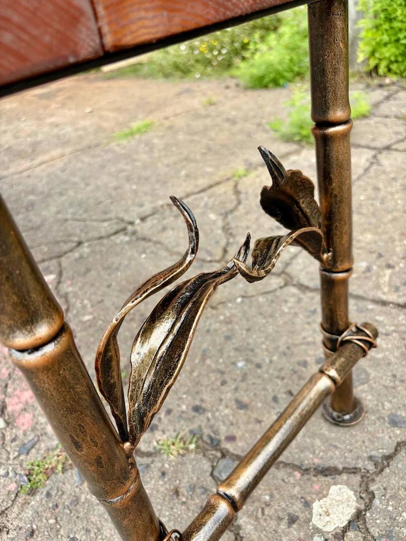 Hand Forged Wrought Iron Bench Legs: Bamboo Style, Rustic Frame