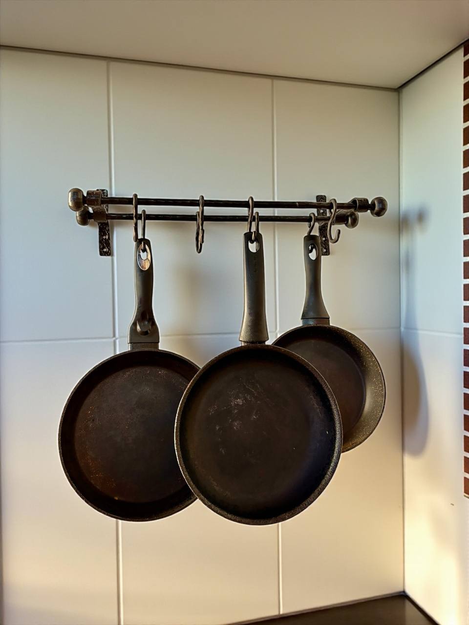 Hand Forged Iron Kitchen Shelf ,Double Bar Wall Mounted Pot and Cup Holder,Black Metal Organizer in Industrial Loft Style
