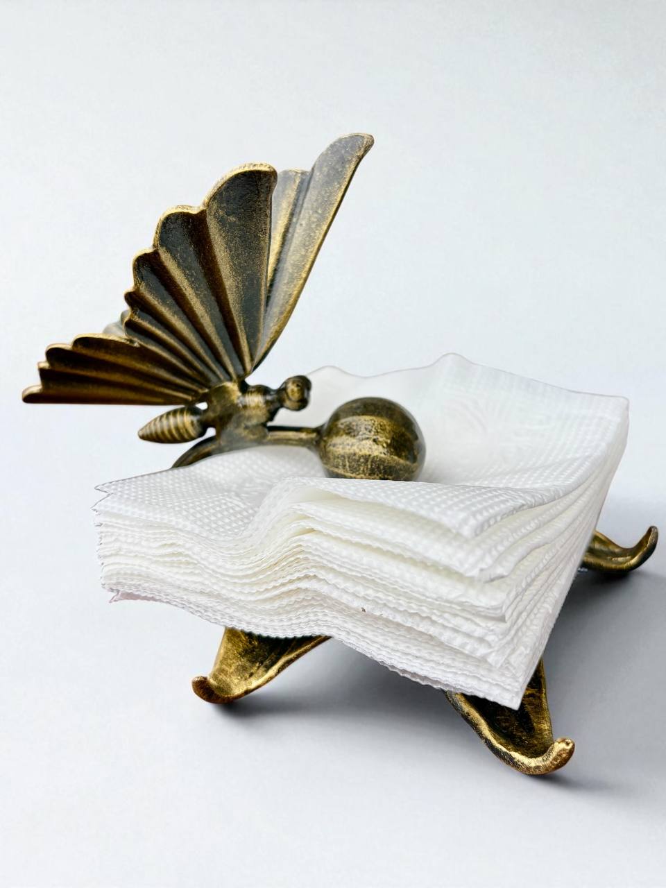 Metal Napkin Holder for Table,Decorative Flower Napkin Holder with Butterfly,Unique Handmade Tabletop Paper Napkin Holder