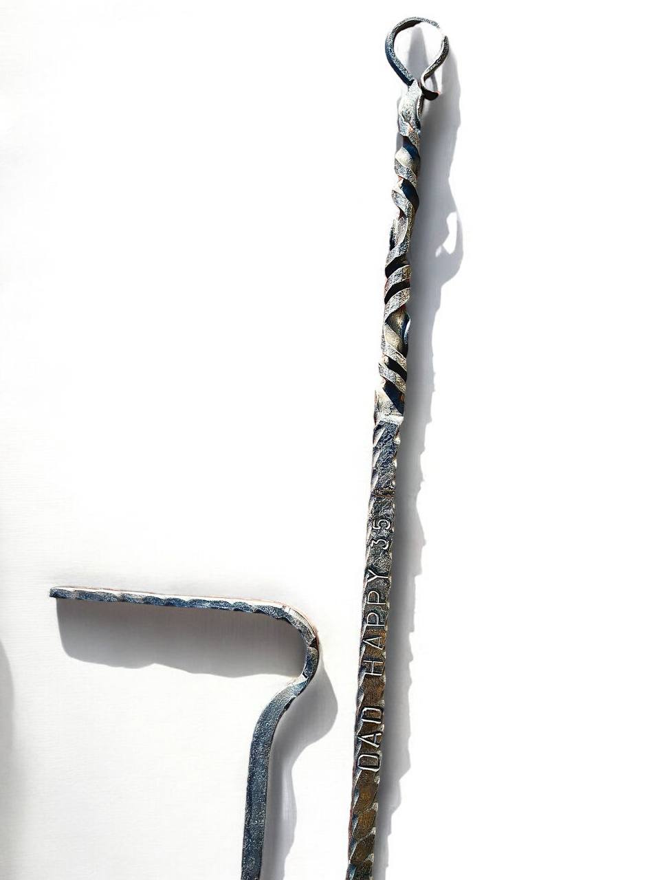 Personalized Fire Poker with Hook – Custom Engraved Forged Fireplace Tool, Blacksmith Gift for Dad, Anniversary or Outdoor Fire Pit