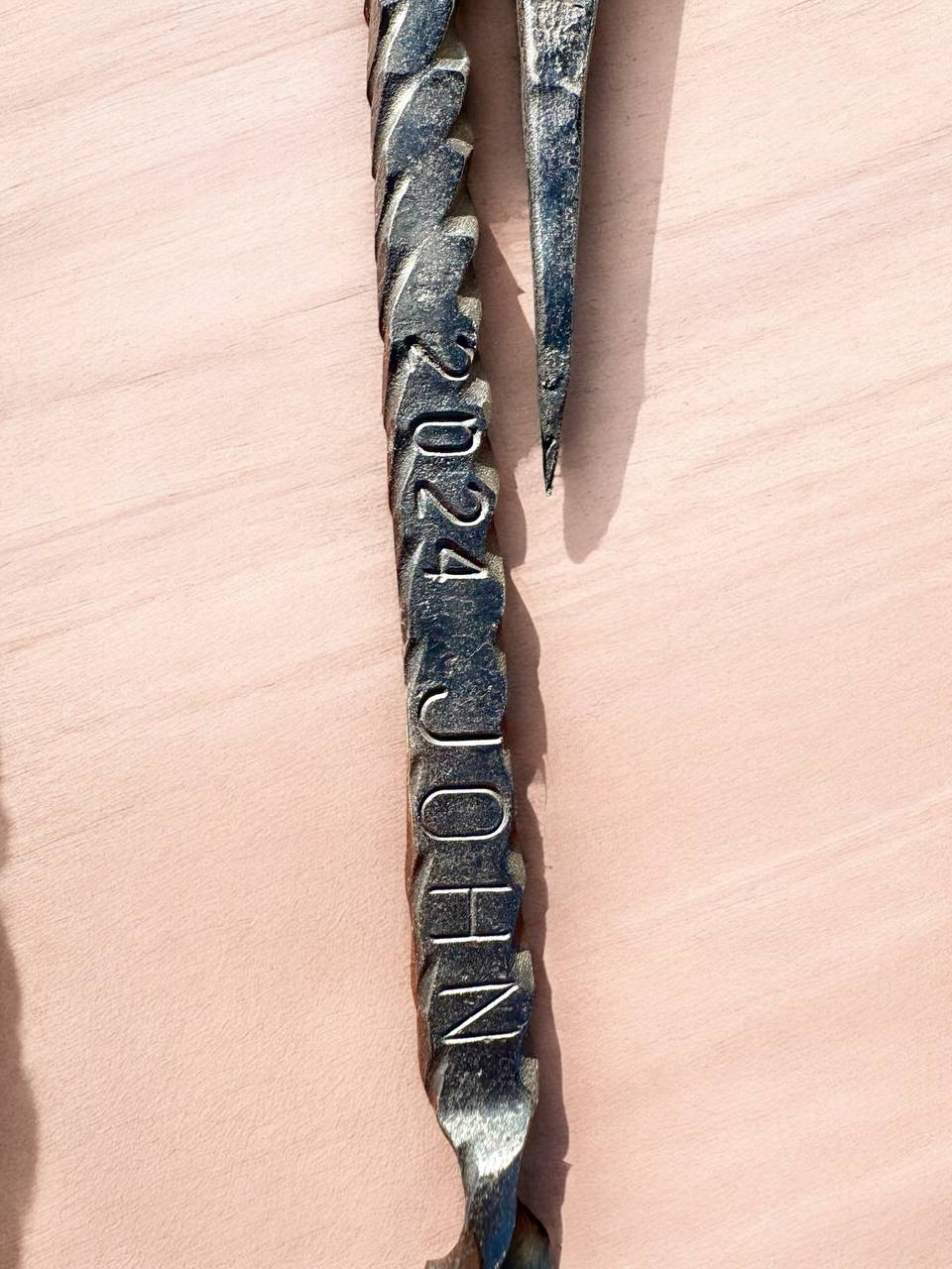 Personalized Fire Poker with Hook – Custom Engraved Forged Fireplace Tool, Blacksmith Gift for Dad, Anniversary or Outdoor Fire Pit