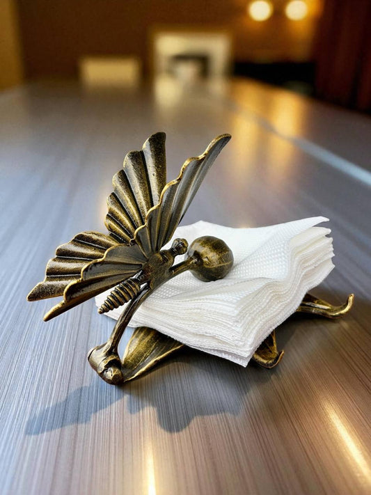 Metal Napkin Holder for Table,Decorative Flower Napkin Holder with Butterfly,Unique Handmade Tabletop Paper Napkin Holder
