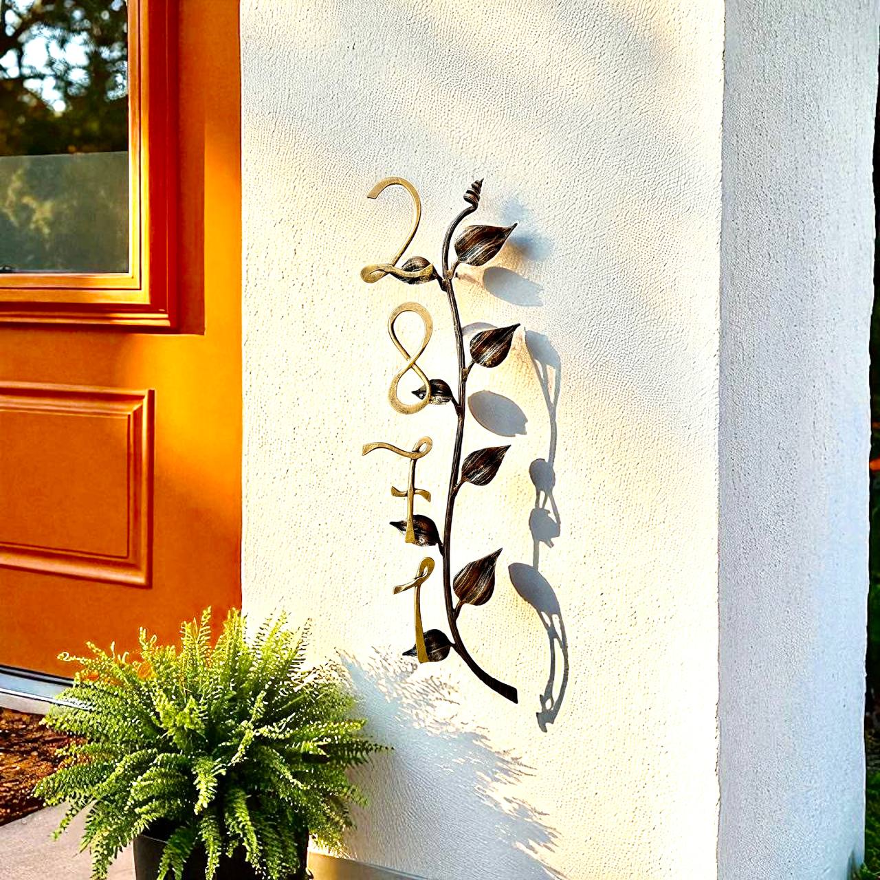 Rustic Vertical Forged Address Sign,Farmhouse Metal House Number 35–39",Iron Wall Art Plaque