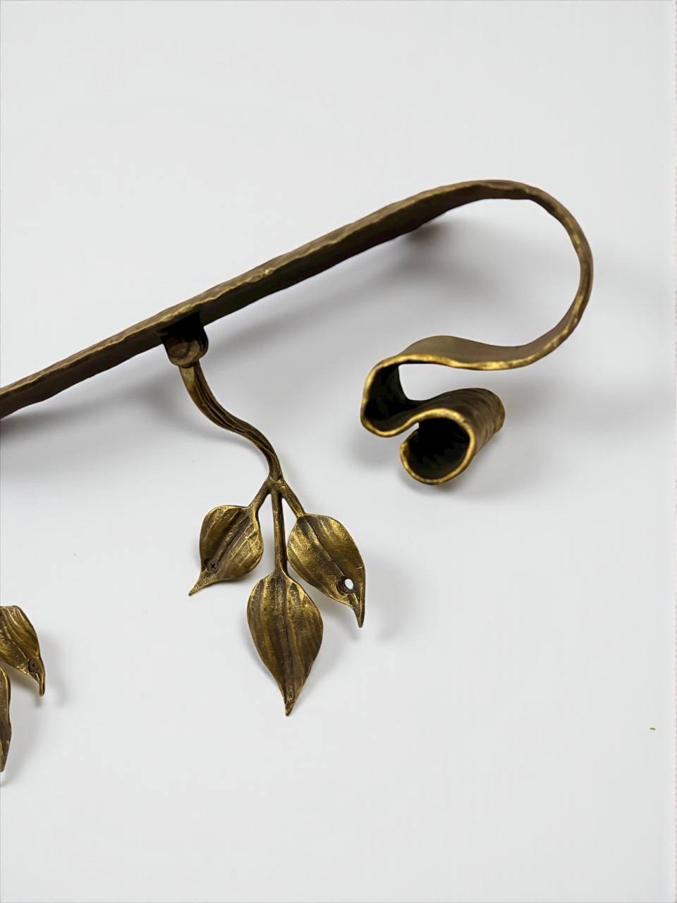Outdoor Forged Metal Handrail — Hand-Forged Wall Railing for Porch,Entryway & Terrace,Bronze, Gold or Silver Patina,Weatherproof Artistic Stair Rail
