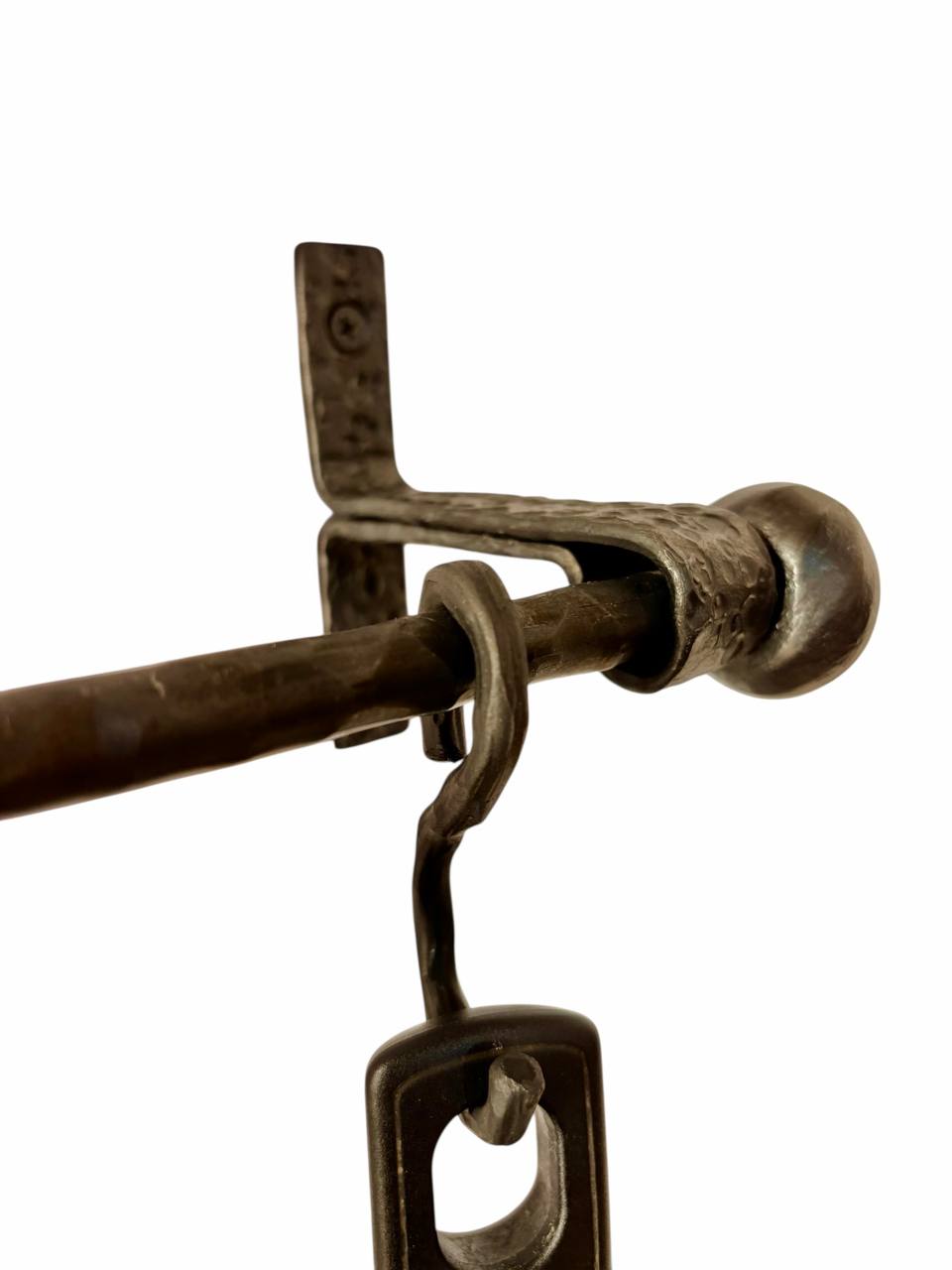 Hand-Forged Iron Kitchen Rack with Hooks,Heavy Duty Wrought Iron Pot and Pan Rail, Wall Mounted Utensil Holder, Custom Length 20–80 in