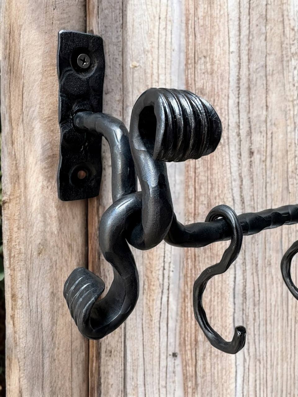 Wrought iron rack for cast iron pots and pans, premium handmade wall organizer for pots