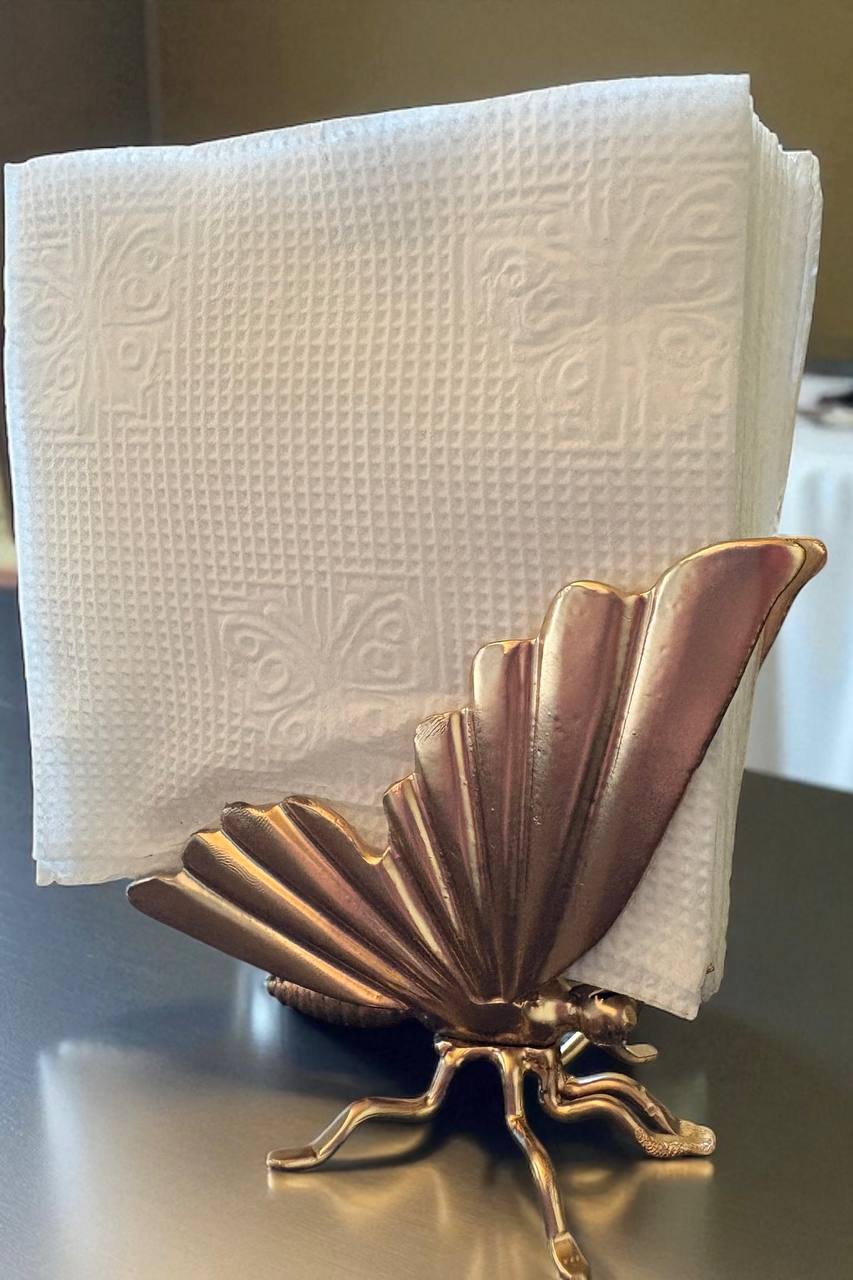 Metal Butterfly Sculpture,Hand Forged Napkin Holder,Premium Table Decor,Artistic Iron Gift for Her,Handmade Tabletop Art