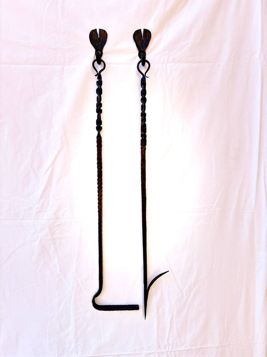 Personalized Fire Poker with Hook – Custom Engraved Forged Fireplace Tool, Blacksmith Gift for Dad, Anniversary or Outdoor Fire Pit