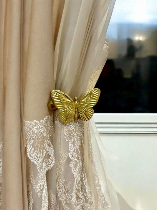 Handmade metal curtain ties, wall-mounted curtain ties, curtain holder - elegant and charming design, butterfly-shaped curtain hooks