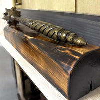 Hand-Forged Mace with Burnt Wood Stand: Medieval Warrior Decor