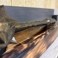 Hand-Forged Mace with Burnt Wood Stand: Medieval Warrior Decor