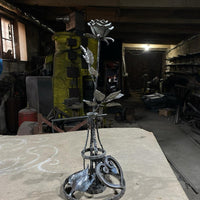 Hand-Forged Iron Rose with Heart Base вЂ“ A Symbol of Eternal Love