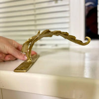 Curtain hook - Wrought Iron Curtain Tieback Leaf – Hand-Forged Drapery Holder – Gold, Bronze, Black with Patina – Set of 1 or 2