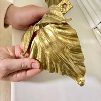 Curtain hook - Wrought Iron Curtain Tieback Leaf – Hand-Forged Drapery Holder – Gold, Bronze, Black with Patina – Set of 1 or 2