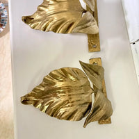 Curtain hook - Wrought Iron Curtain Tieback Leaf – Hand-Forged Drapery Holder – Gold, Bronze, Black with Patina – Set of 1 or 2