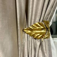 Curtain hook - Wrought Iron Curtain Tieback Leaf – Hand-Forged Drapery Holder – Gold, Bronze, Black with Patina – Set of 1 or 2