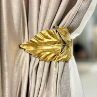 Curtain hook - Wrought Iron Curtain Tieback Leaf – Hand-Forged Drapery Holder – Gold, Bronze, Black with Patina – Set of 1 or 2