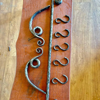 Hand Forged Iron Pot Rack: Rustic Kitchen Utensil Rail
