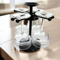 Hand Forged Iron Wine Glass Holder with Candle Tray: Rustic Bar Centerpiece, gift for the new arrival