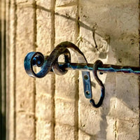 Hand Forged Iron Pot Rack: Rustic Kitchen Utensil Rail
