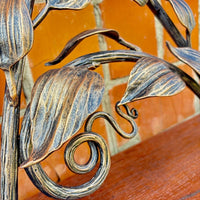 Hand Forged Wrought Iron Bench Legs: Rustic Vine & Leaf Design