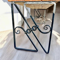 Hand Forged Industrial Metal Bench Legs: Heavy Duty Wrought Iron Furniture Base