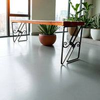 Hand Forged Industrial Metal Bench Legs: Heavy Duty Wrought Iron Furniture Base