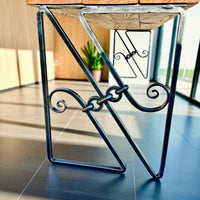 Hand Forged Industrial Metal Bench Legs: Heavy Duty Wrought Iron Furniture Base