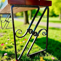 Hand Forged Industrial Metal Bench Legs: Heavy Duty Wrought Iron Furniture Base