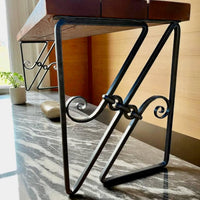 Hand Forged Industrial Metal Bench Legs: Heavy Duty Wrought Iron Furniture Base