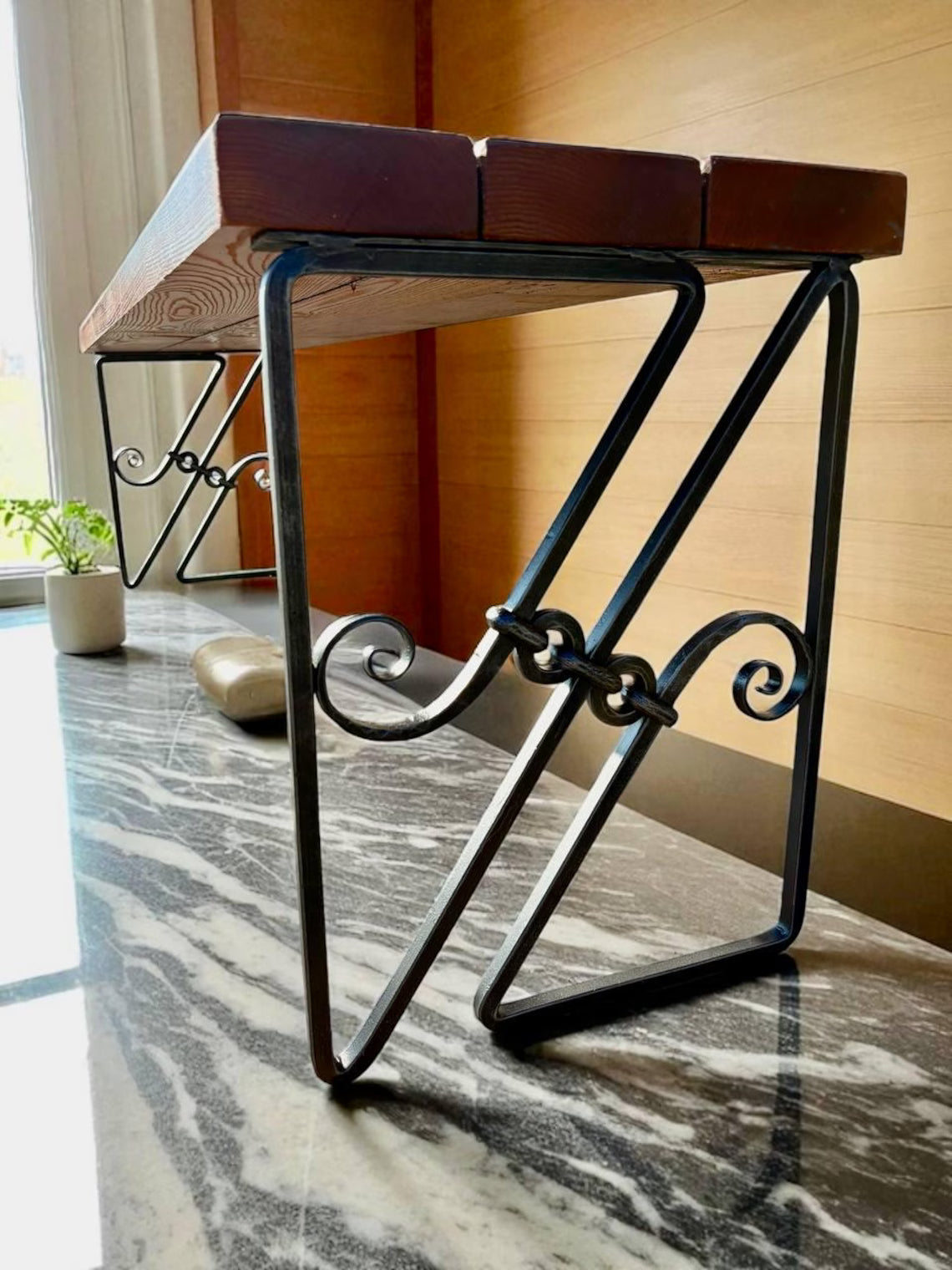 Hand Forged Industrial Metal Bench Legs: Heavy Duty Wrought Iron Furniture Base
