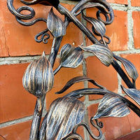 Hand Forged Wrought Iron Bench Legs: Rustic Vine & Leaf Design