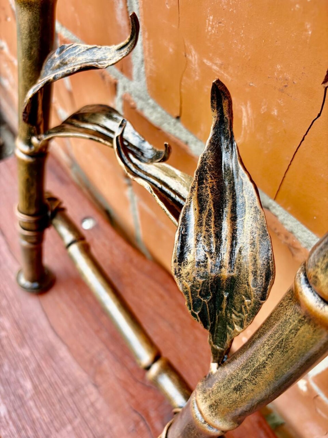 Hand Forged Wrought Iron Bench Legs: Bamboo Style, Rustic Frame