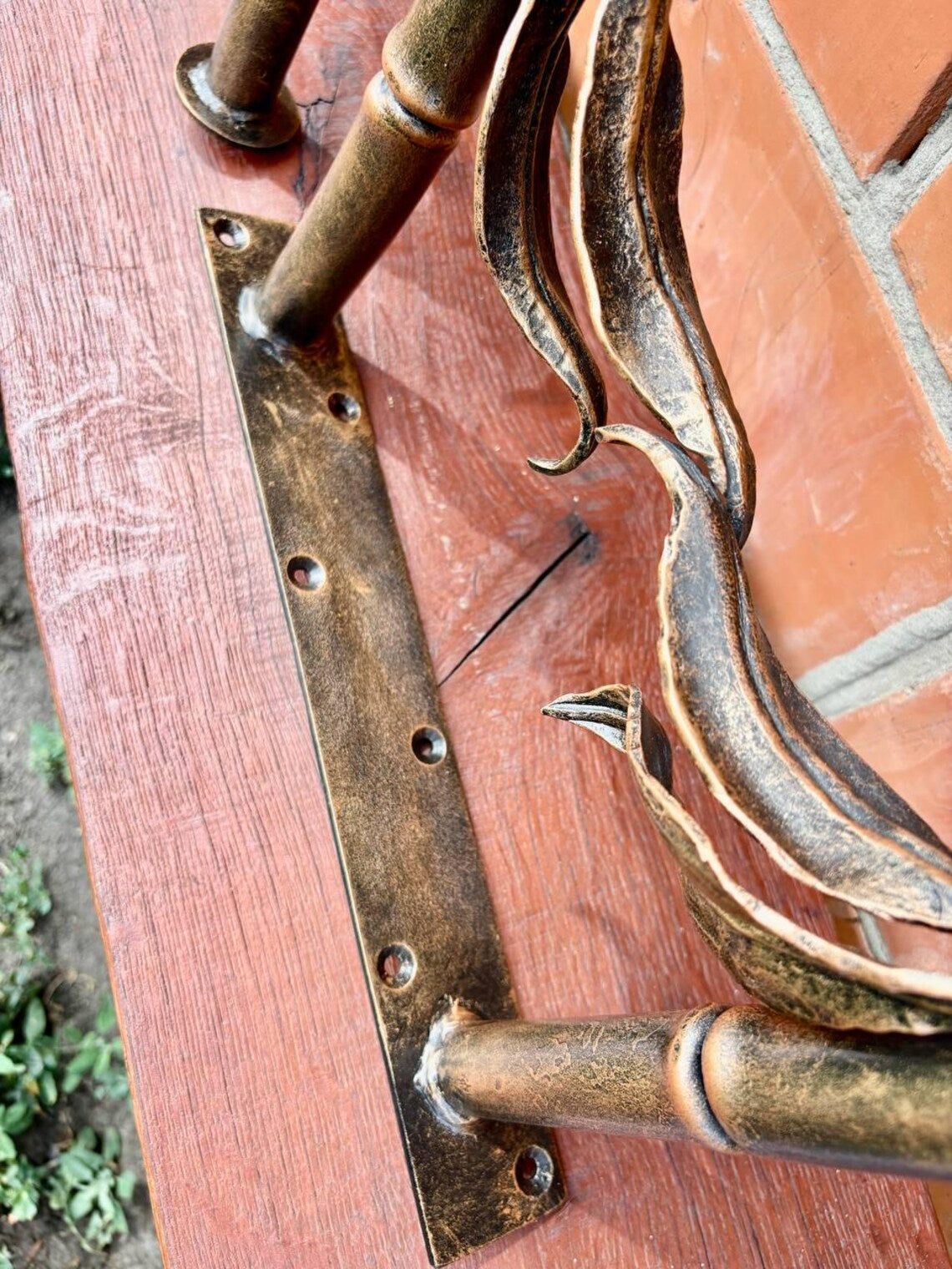 Hand Forged Wrought Iron Bench Legs: Bamboo Style, Rustic Frame