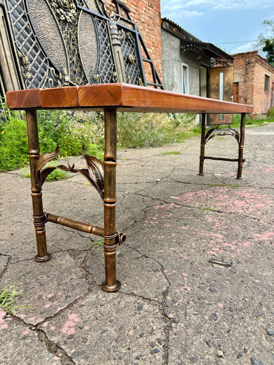 Hand Forged Wrought Iron Bench Legs: Bamboo Style, Rustic Frame