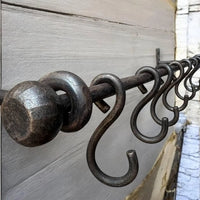 Hand-Forged Kitchen Rack — Rustic Iron Wall Organizer with Hooks