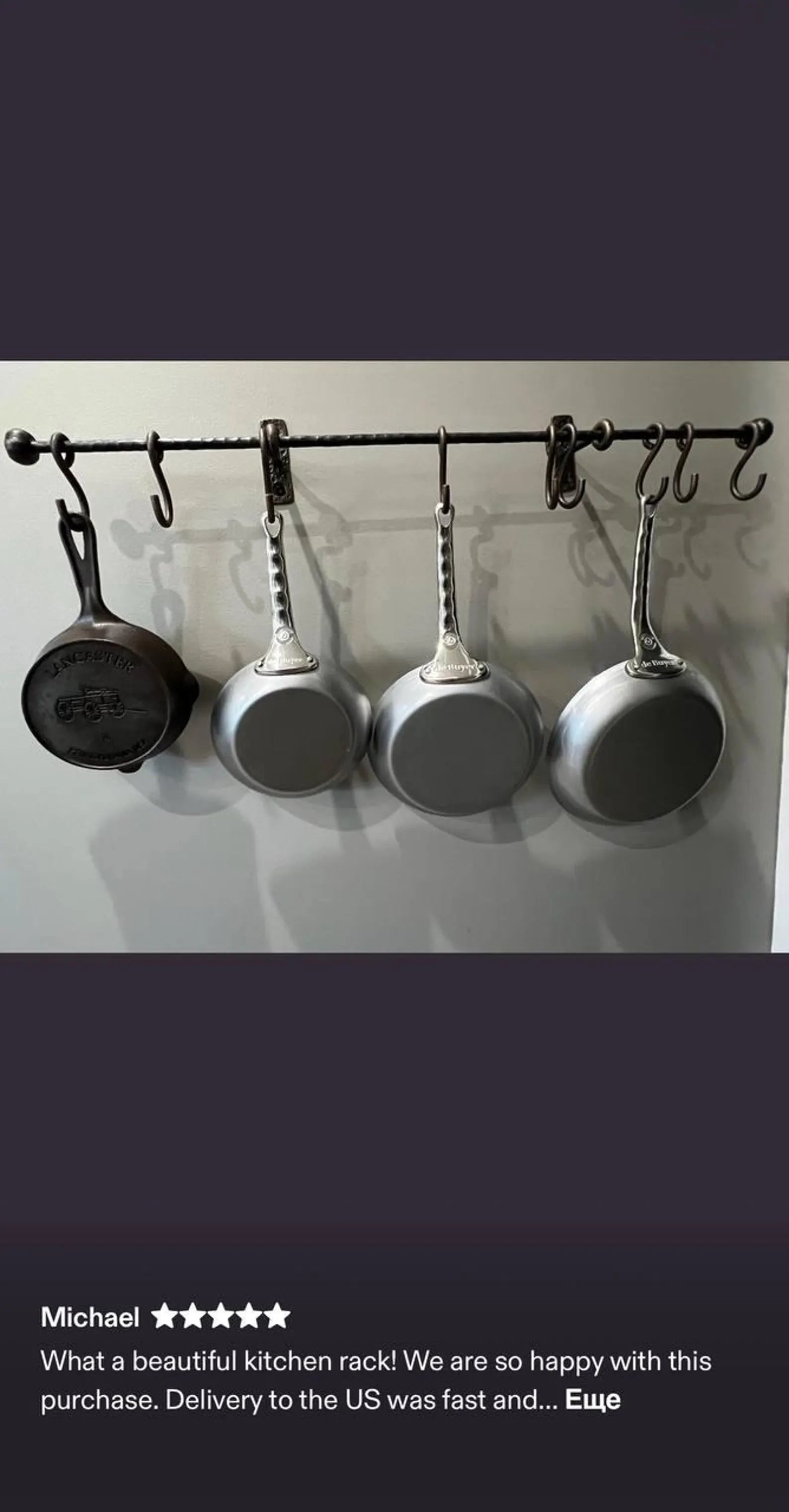 Hand-Forged Kitchen Rack — Rustic Iron Wall Organizer with Hooks