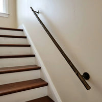 Hand Forged Steel Stair Handrail, Rustic Metal Wall Mount Railings for Indoor and Outdoor Use