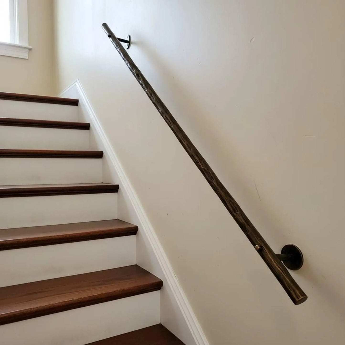 Hand Forged Steel Stair Handrail, Rustic Metal Wall Mount Railings for Indoor and Outdoor Use