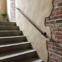 Hand Forged Steel Stair Handrail, Rustic Metal Wall Mount Railings for Indoor and Outdoor Use