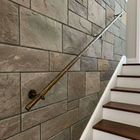 Hand Forged Steel Stair Handrail, Rustic Metal Wall Mount Railings for Indoor and Outdoor Use