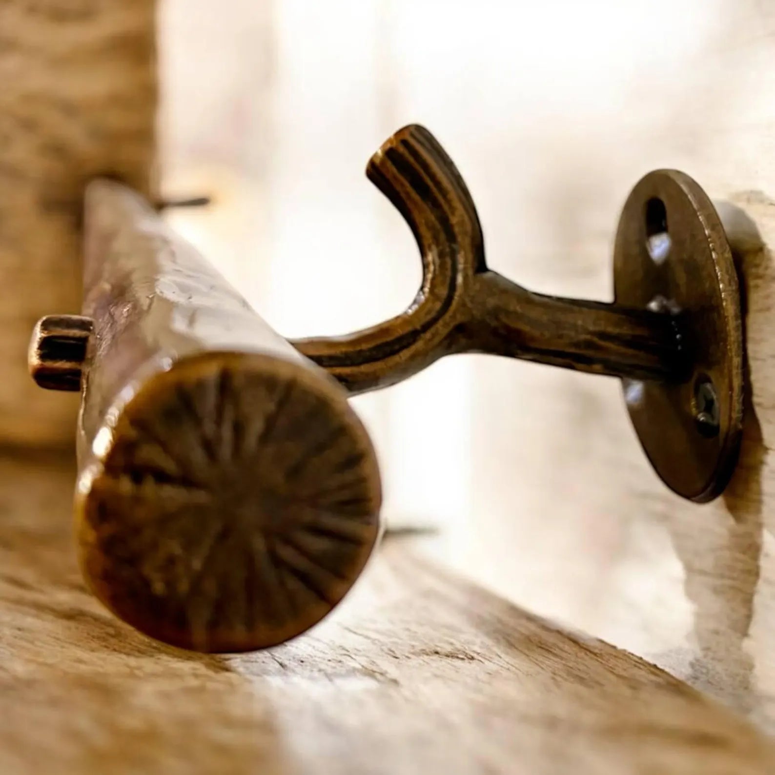 Hand Forged Steel Stair Handrail, Rustic Metal Wall Mount Railings for Indoor and Outdoor Use