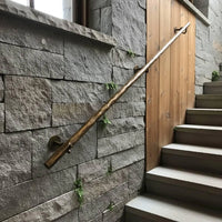 Hand Forged Steel Stair Handrail, Rustic Metal Wall Mount Railings for Indoor and Outdoor Use