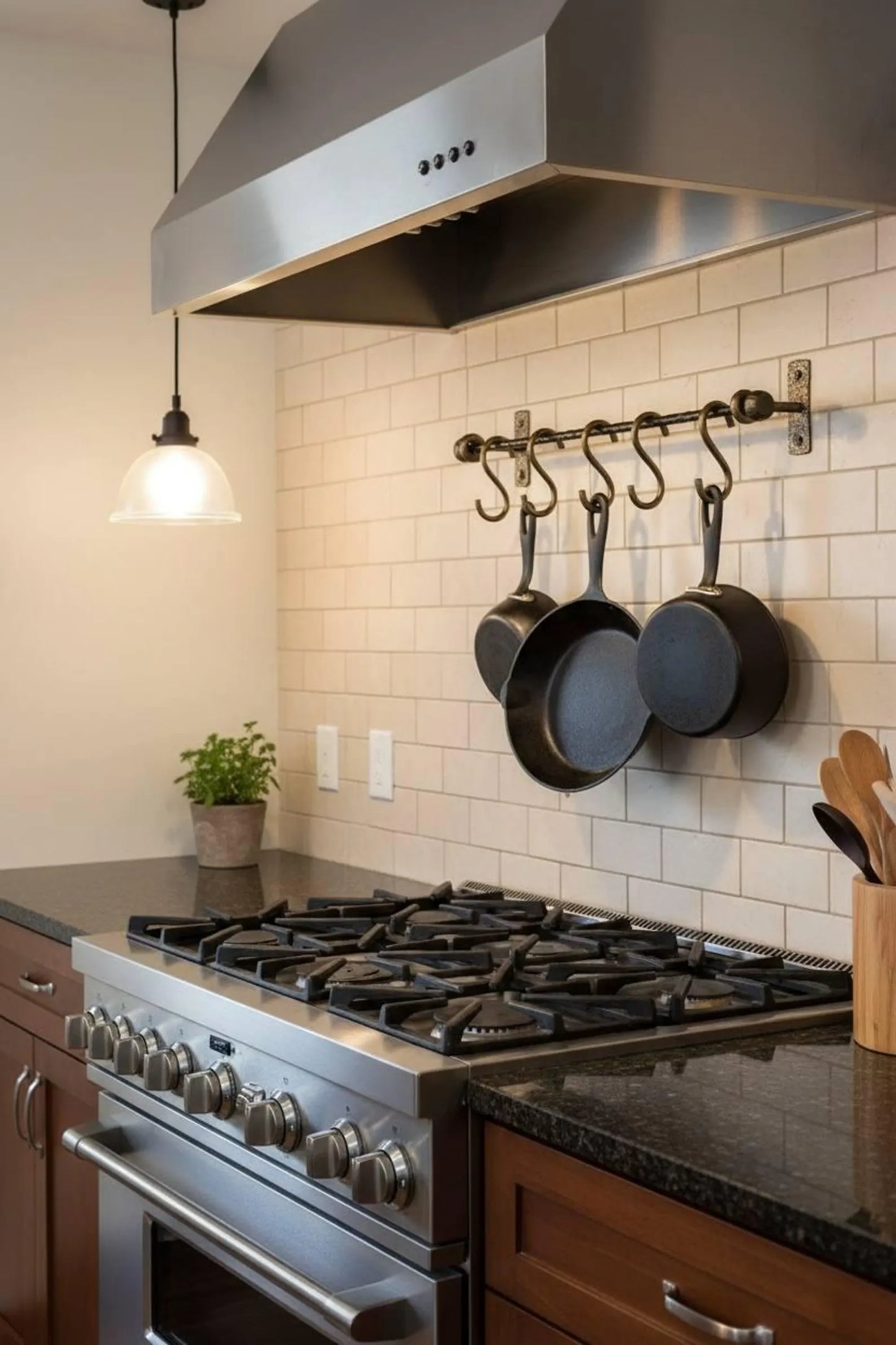 Hand-Forged Kitchen Rack — Rustic Iron Wall Organizer with Hooks