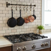 Hand-Forged Kitchen Rack — Rustic Iron Wall Organizer with Hooks