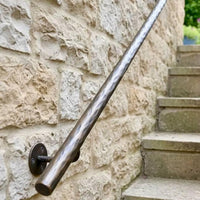 Hand Forged Steel Handrail | Modern Wall Mounted Stair Handrail | Artisan Textured Metal Handrail | Custom Indoor & Outdoor Stair Railing