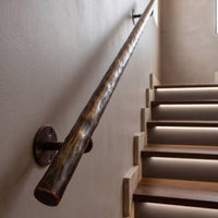 Hand Forged Steel Handrail | Modern Wall Mounted Stair Handrail | Artisan Textured Metal Handrail | Custom Indoor & Outdoor Stair Railing
